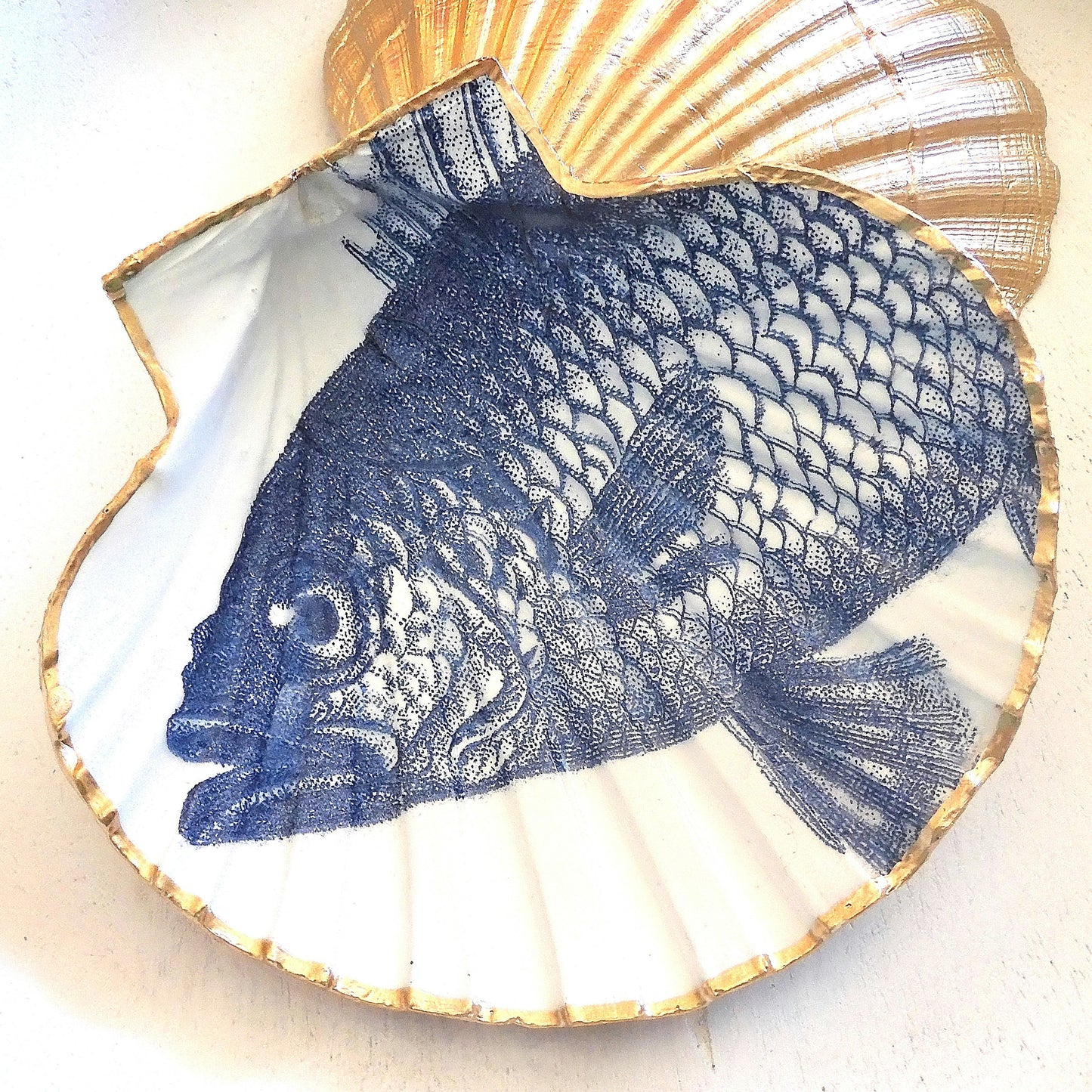 SCALLOP TRINKET DISH FOR HIM 'BIG FISH'