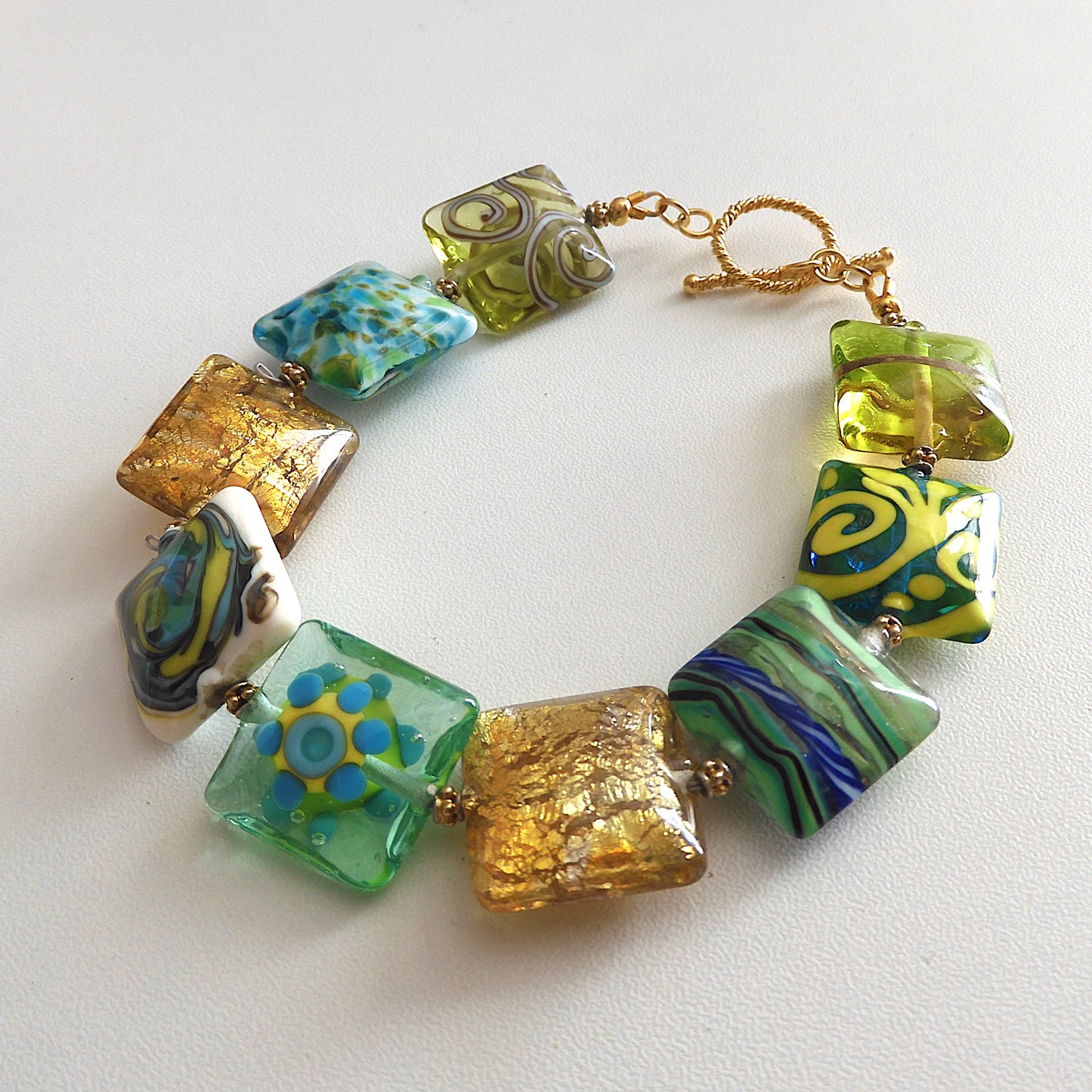 LAMPWORK GLASS BEAD BRACELET 'OCEAN FLOOR'