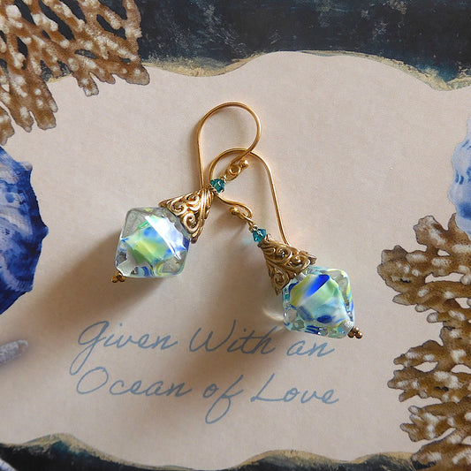 LAMPWORK GLASS BEAD EARRINGS 'OCEAN GEMS'