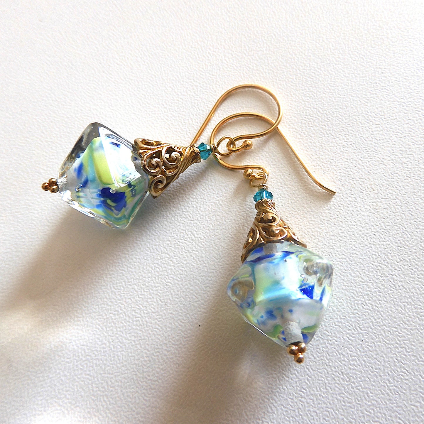 LAMPWORK GLASS BEAD EARRINGS 'OCEAN GEMS'