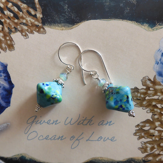 LAMPWORK GLASS BEAD EARRINGS 'UNDER THE SEA'