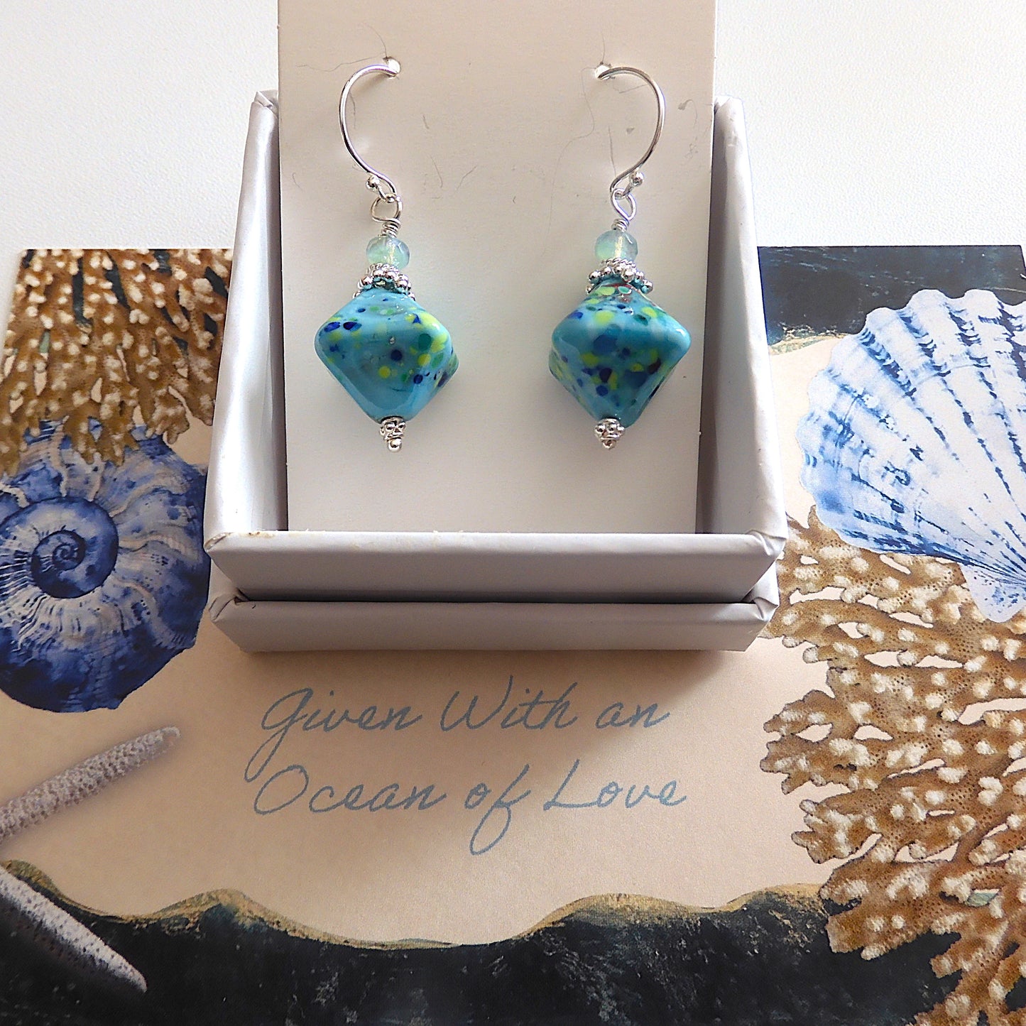 LAMPWORK GLASS BEAD EARRINGS 'UNDER THE SEA'