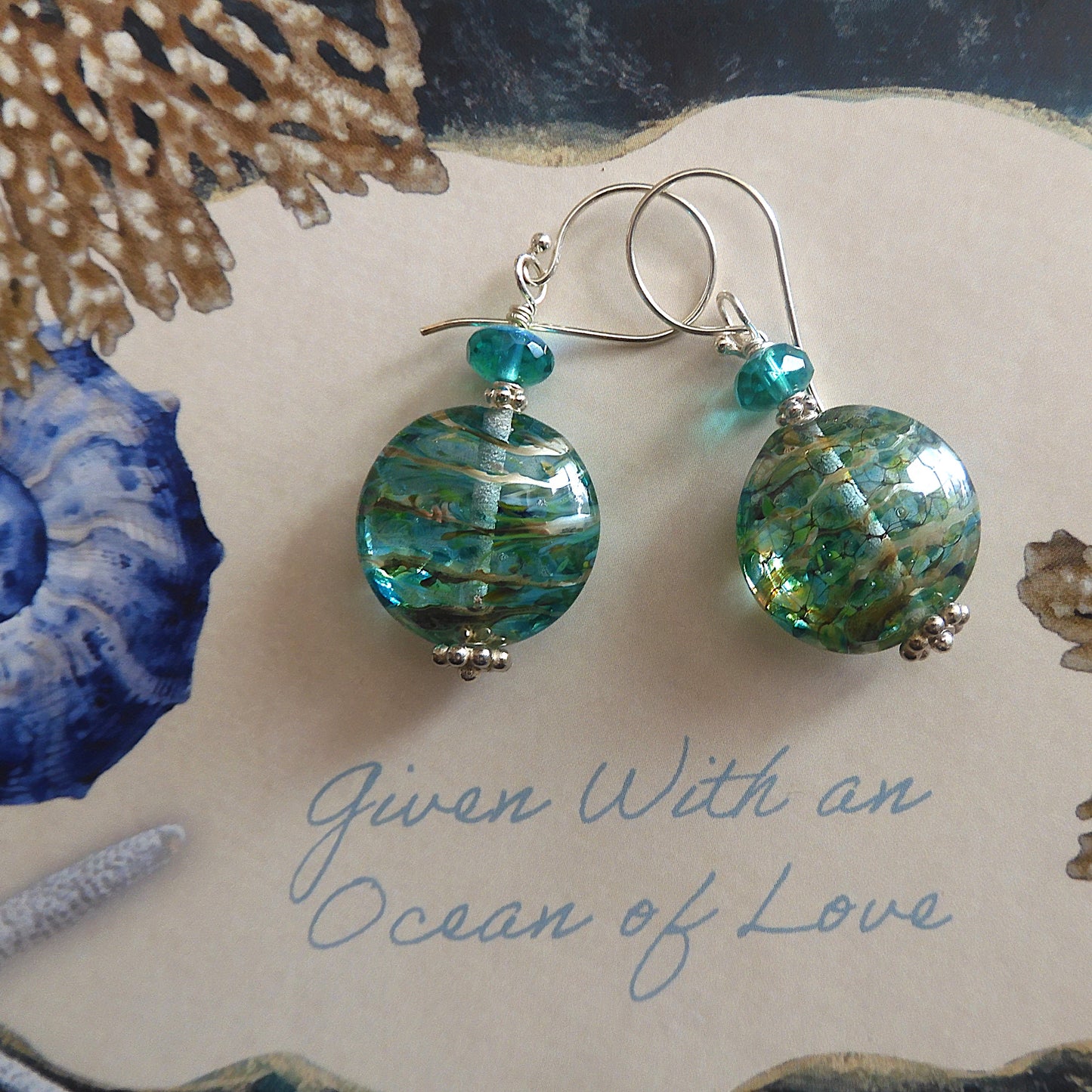 LAMPWORK GLASS BEAD EARRINGS 'IN THE SHALLOWS'