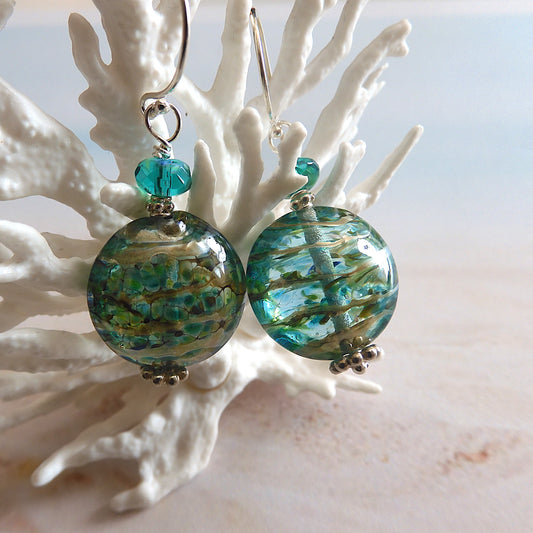 LAMPWORK GLASS BEAD EARRINGS 'IN THE SHALLOWS'