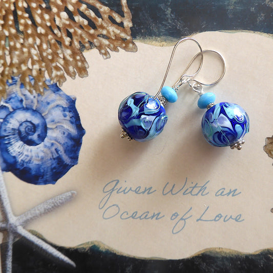 LAMPWORK GLASS BEAD EARRINGS 'AROUND THE WORLD'