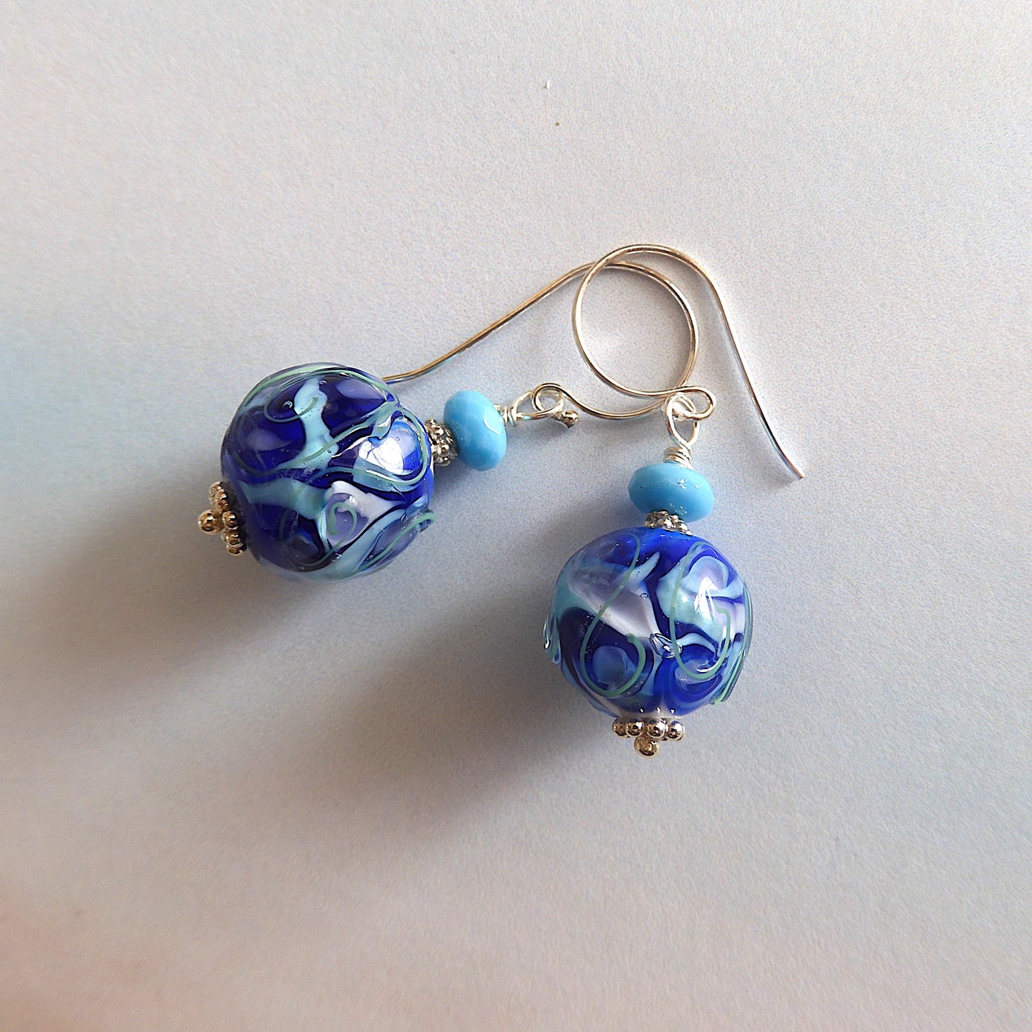 LAMPWORK GLASS BEAD EARRINGS 'AROUND THE WORLD'