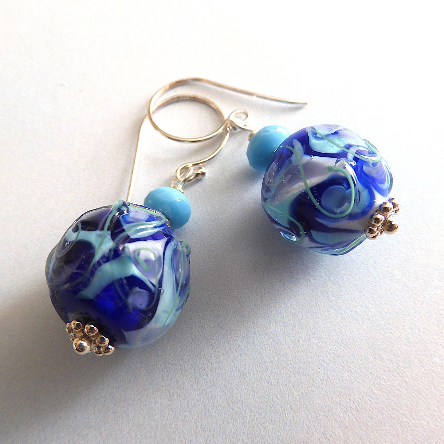 LAMPWORK GLASS BEAD EARRINGS 'AROUND THE WORLD'