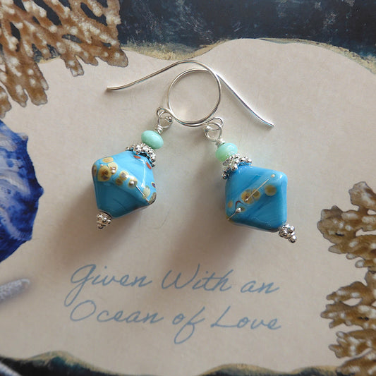 LAMPWORK GLASS BEAD EARRINGS 'TURQUOISE'