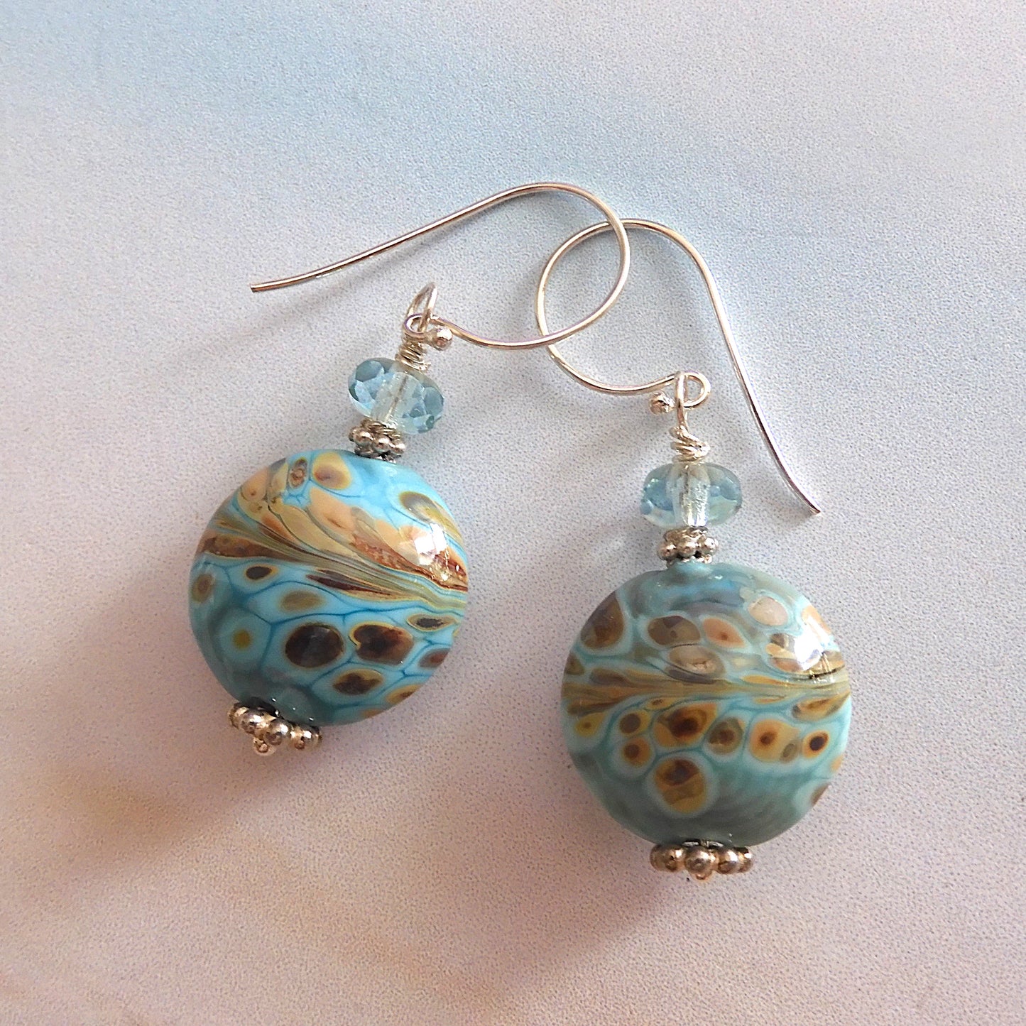 LAMPWORK GLASS BEAD EARRINGS 'IN THE SHALLOWS'