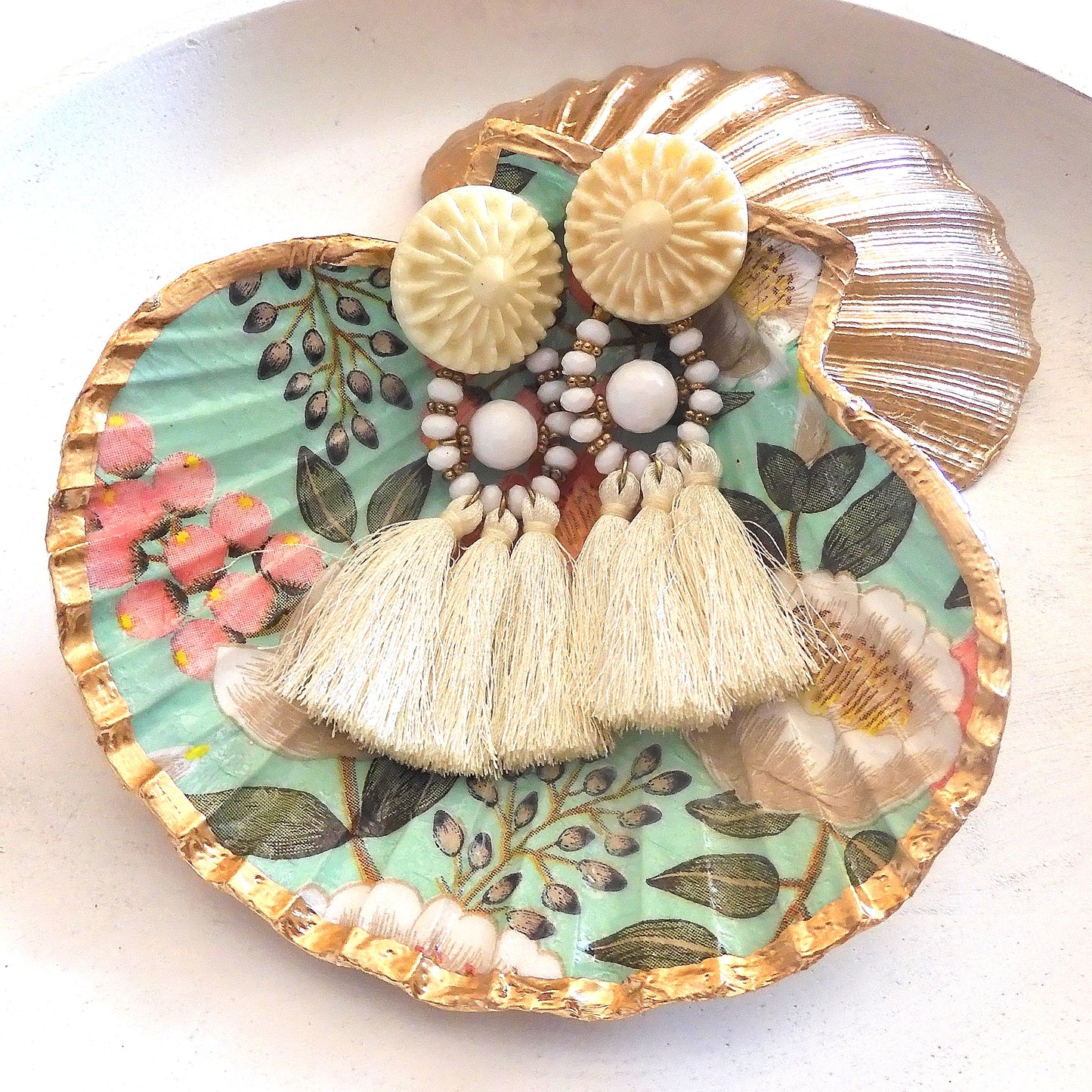 SCALLOP TRINKET JEWELLERY DISH 'COUNTRY ROSE'