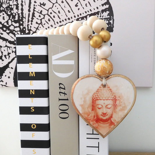 HEART BLESSING BEADS HANGER - BUDDHA SIENNA LARGE