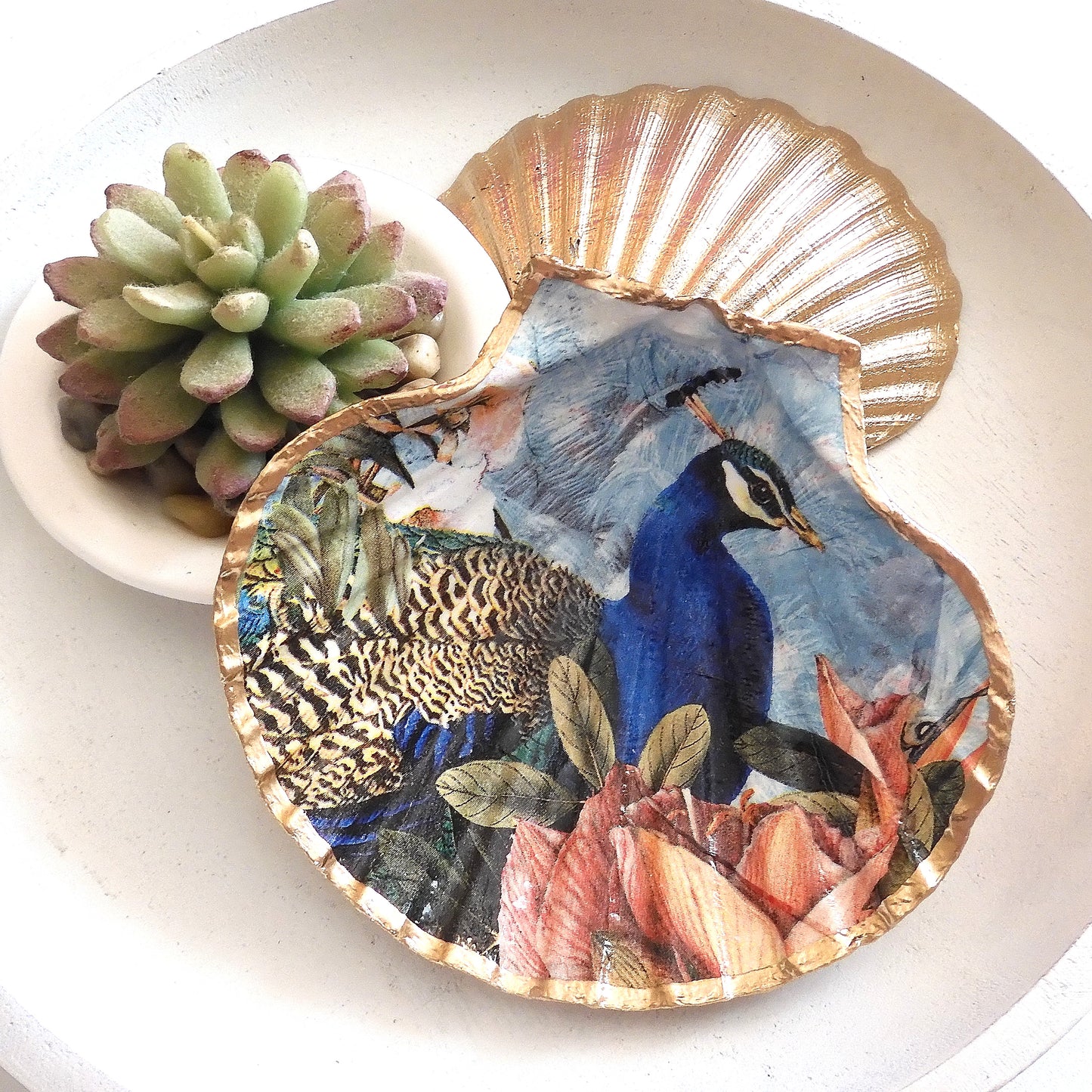 SCALLOP TRINKET DISH - 'LARGE PHEASANT'