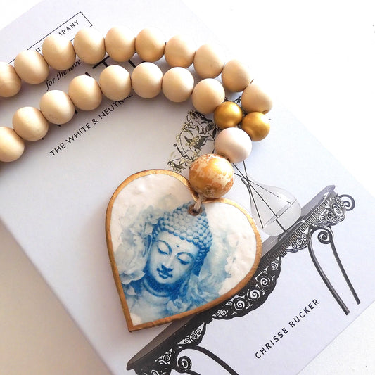 HEART BLESSING BEADS HANGER - BUDDHA BLUE LARGE
