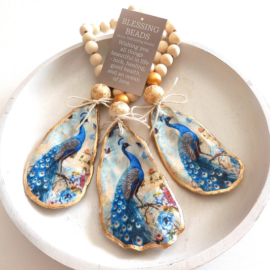 OYSTER SHELL BLESSING BEADS HANGER 12-13cm SHELL 'PEACOCK'