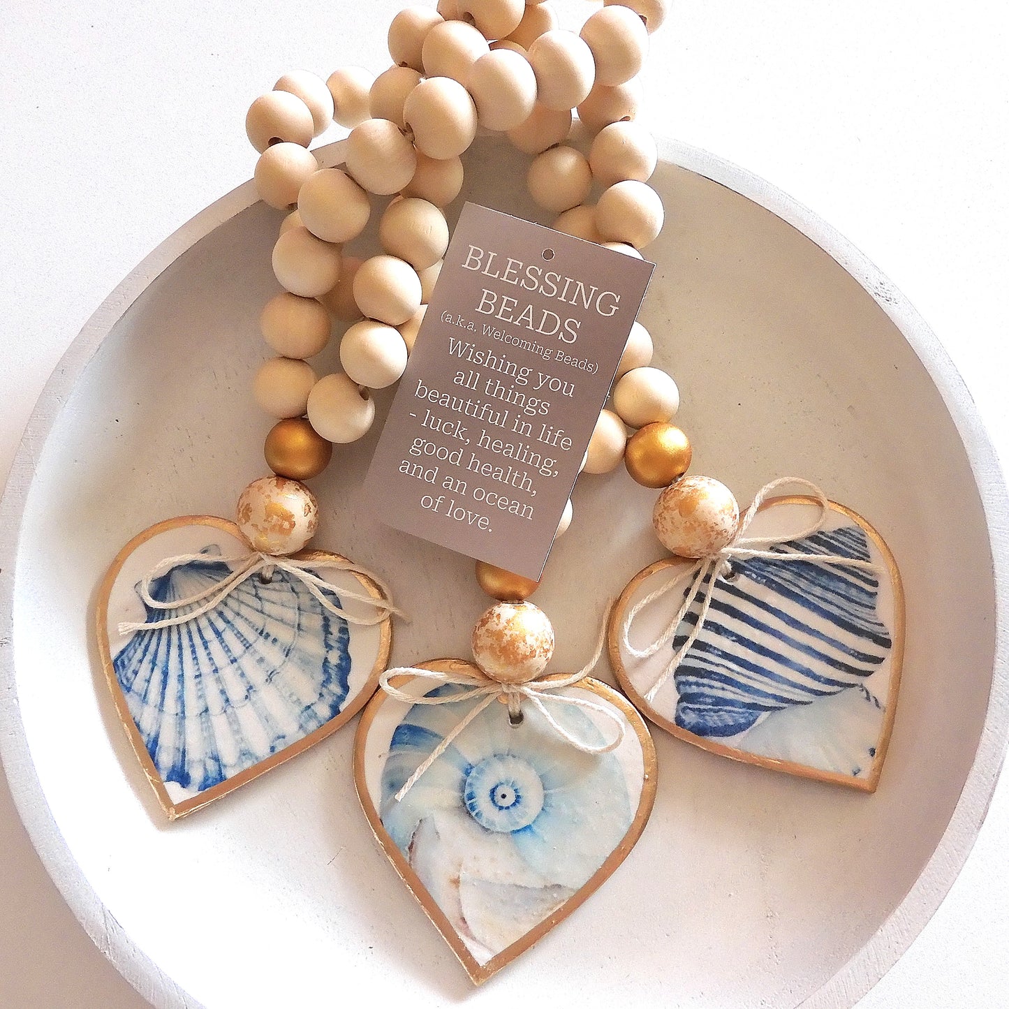 HEART BLESSING BEADS HANGER - SCALLOP SHELL LARGE