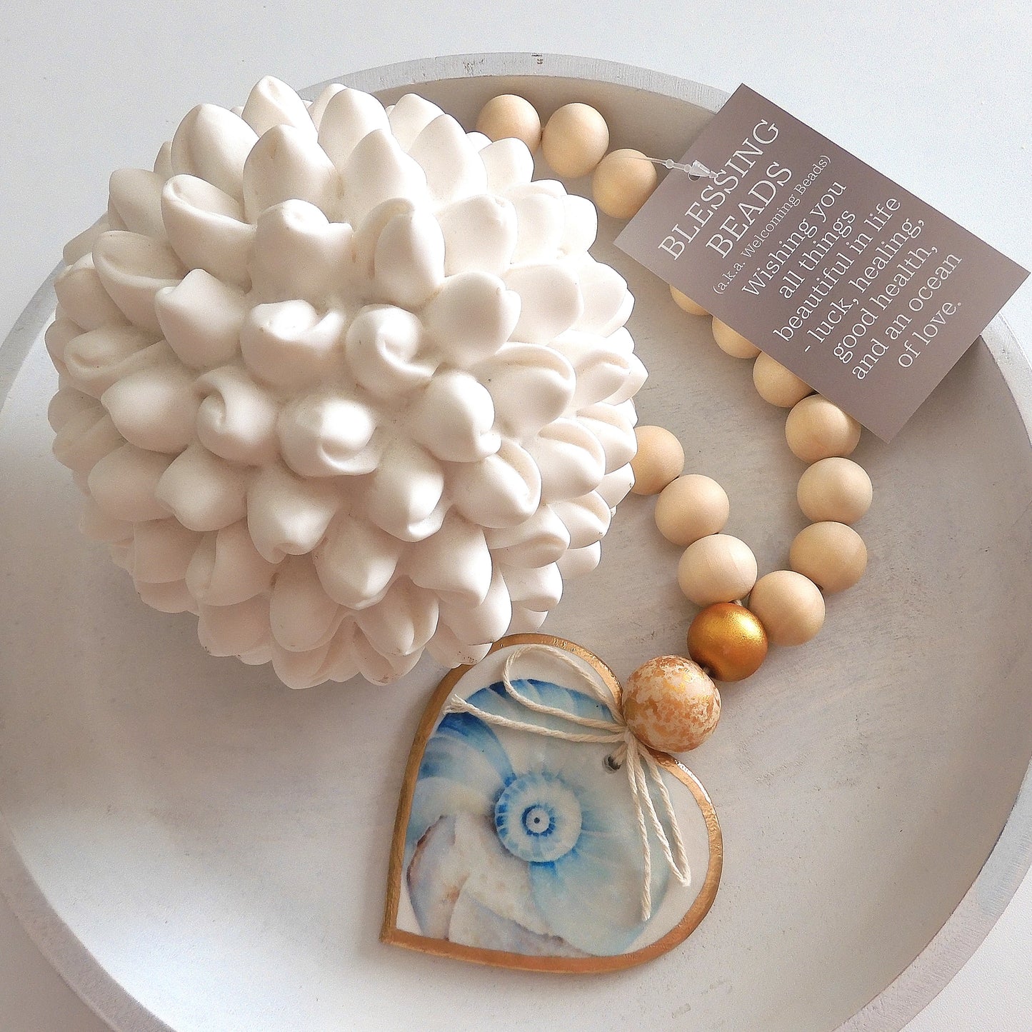 HEART BLESSING BEADS HANGER - NAUTILUS SHELL LARGE