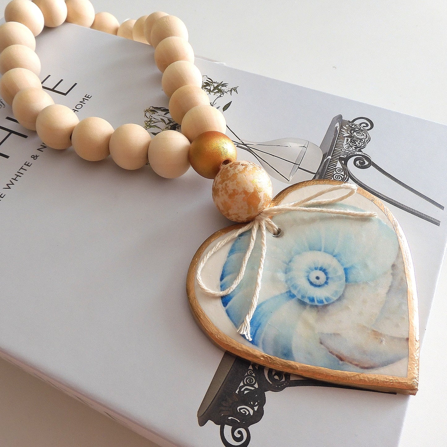 HEART BLESSING BEADS HANGER - NAUTILUS SHELL LARGE