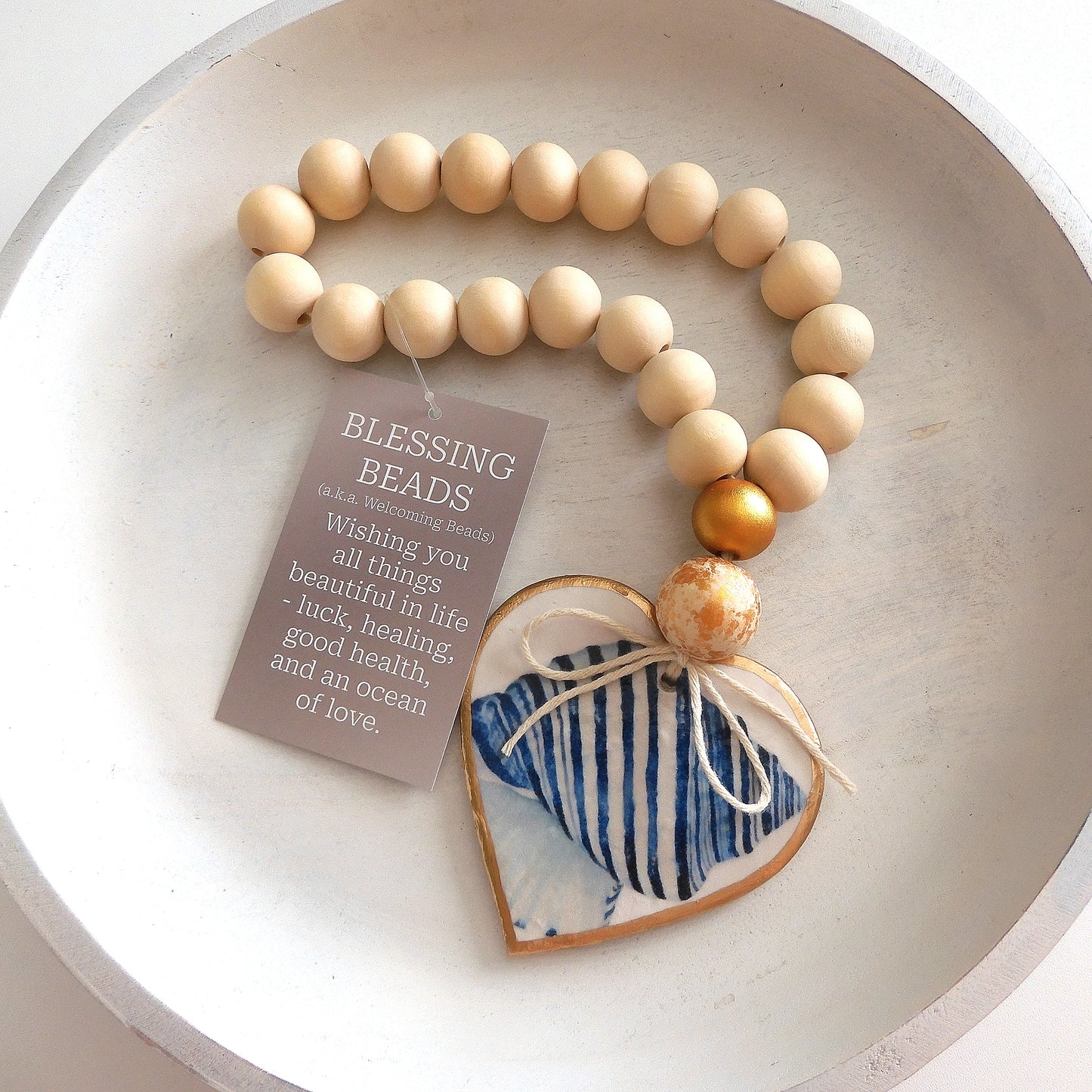 HEART BLESSING BEADS HANGER - CONUS SHELL LARGE