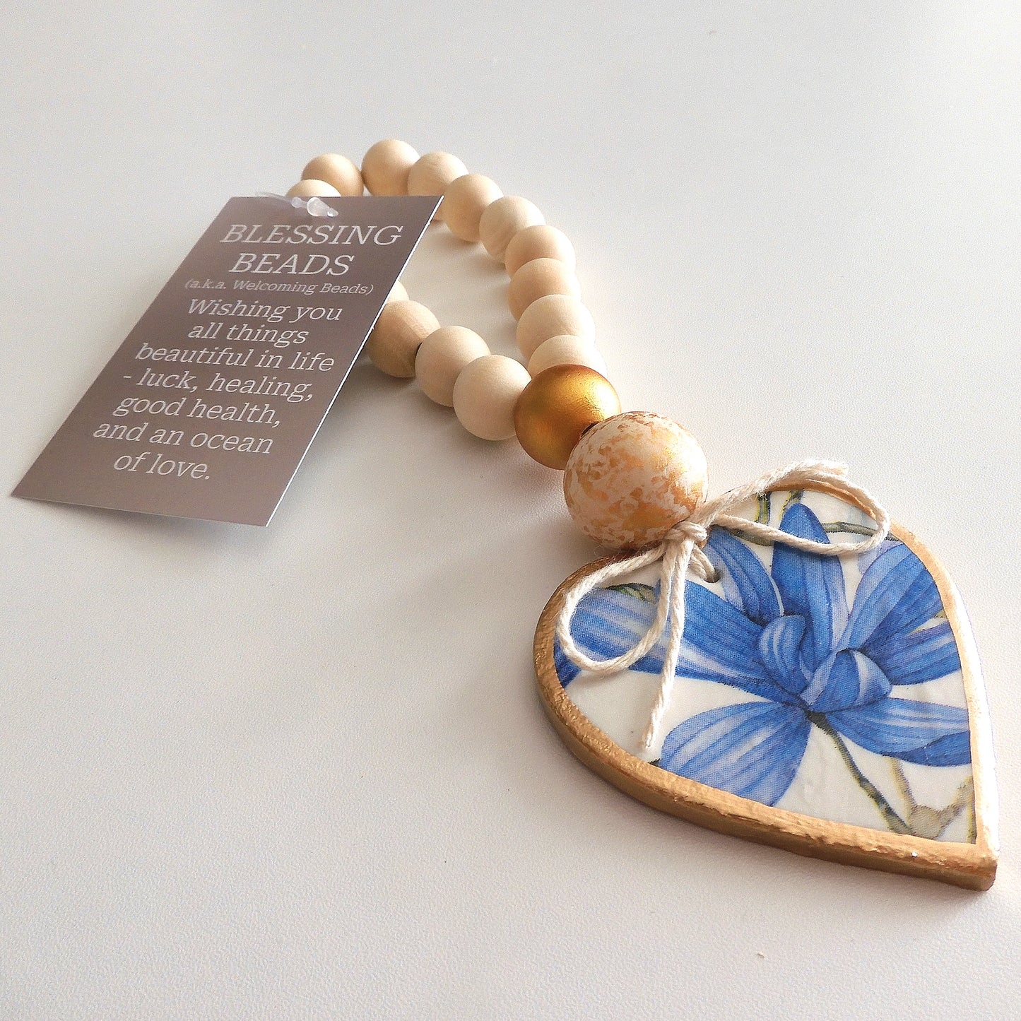 HEART BLESSING BEADS HANGER - BLUE MAGNOLIA