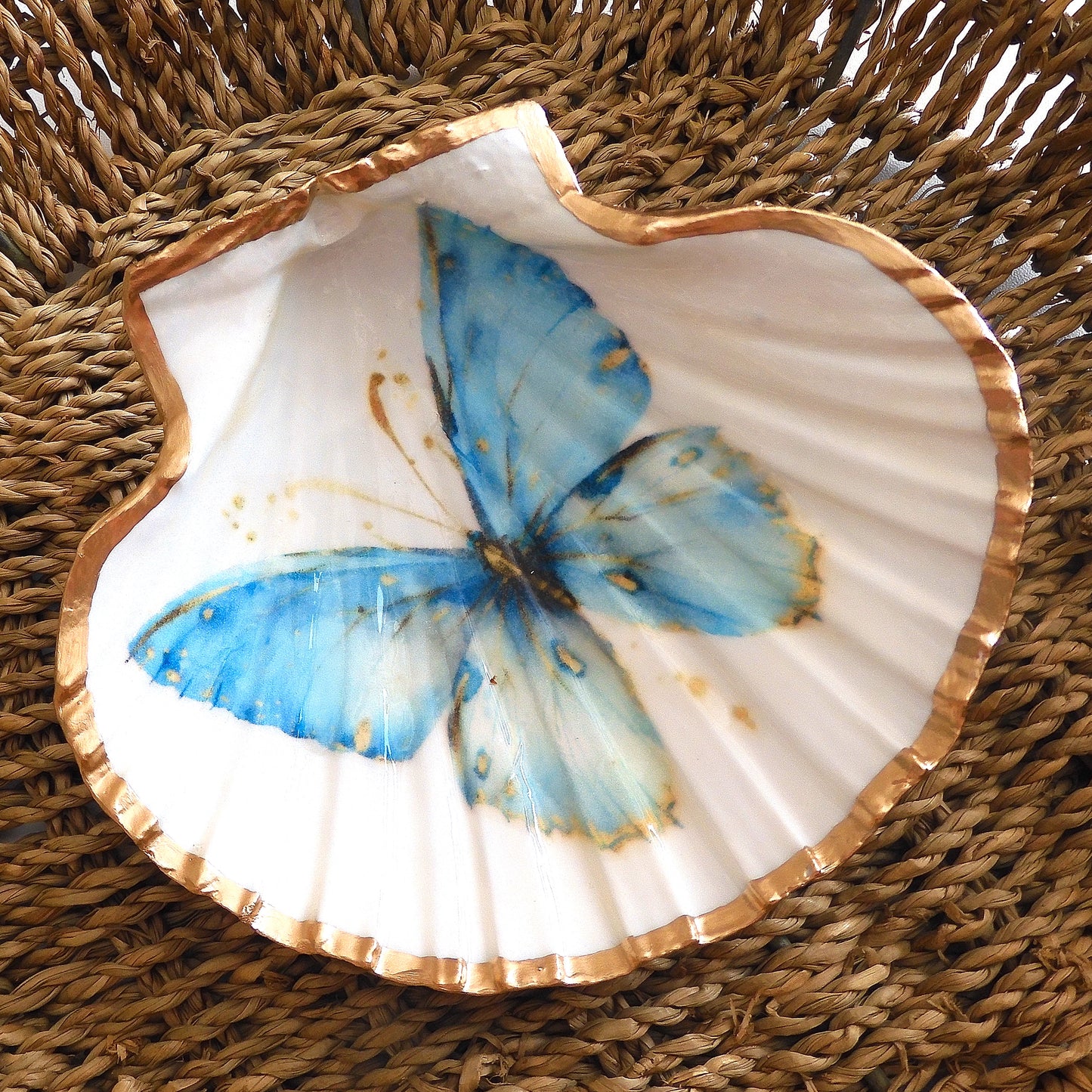 SCALLOP TRINKET DISH 'BUTTERFLY BLUE'