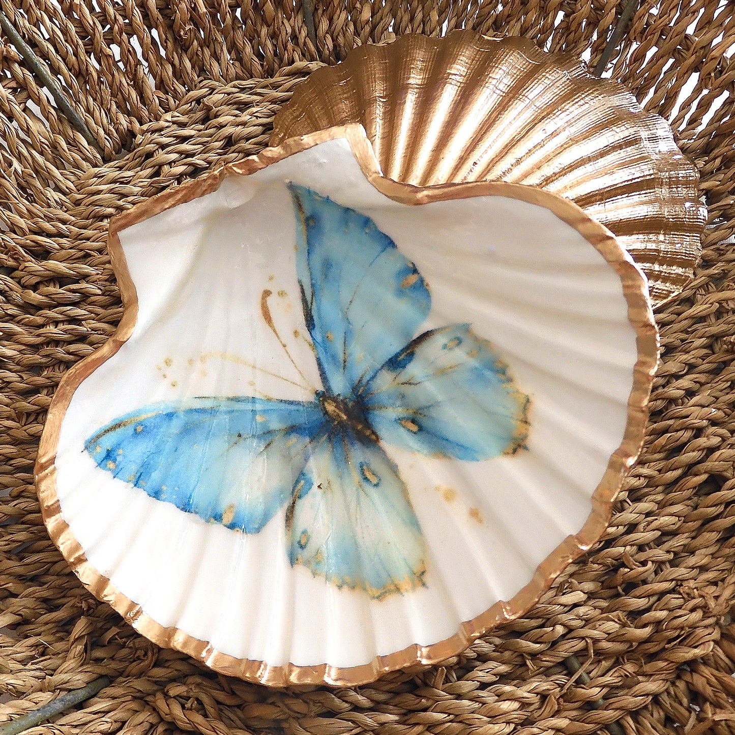 SCALLOP TRINKET DISH 'BUTTERFLY BLUE'