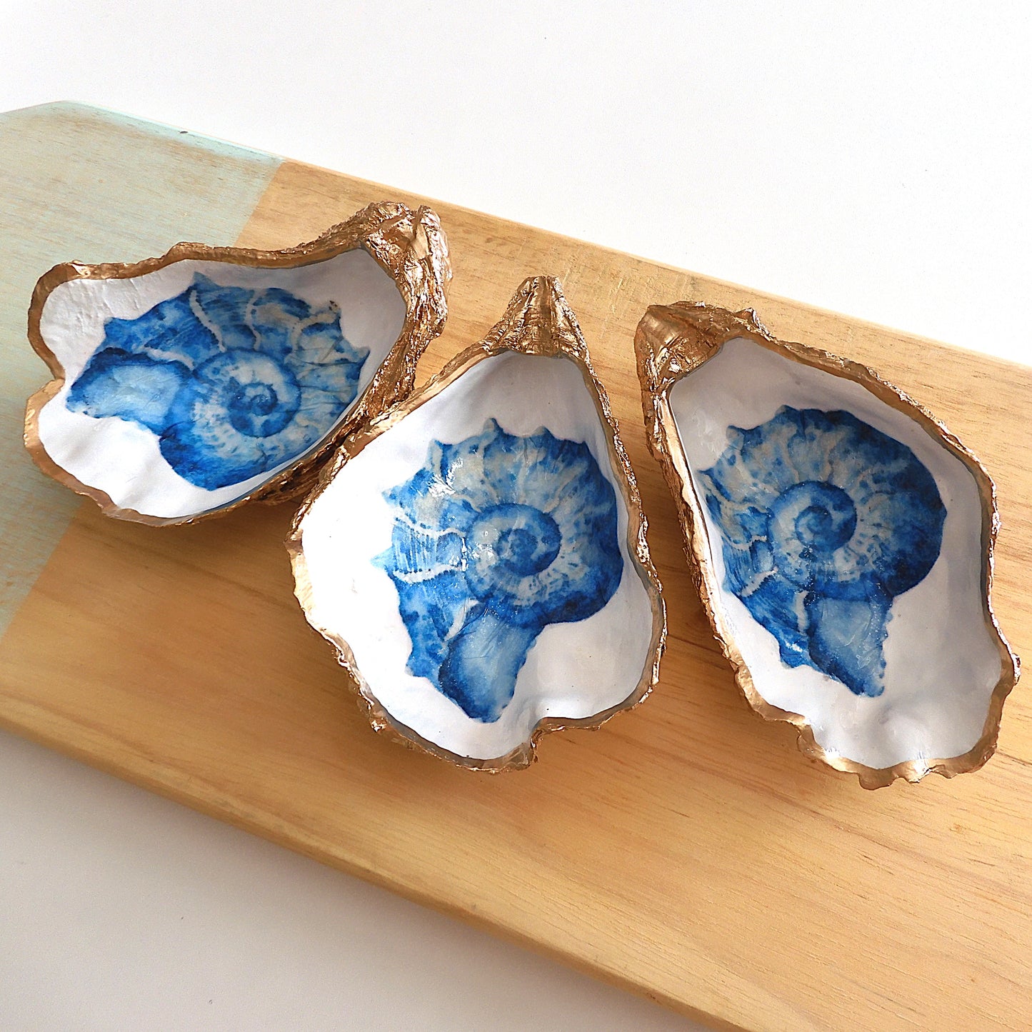 OYSTER SHELL TRINKET DISH XL - 'BLUE NAUTILUS'