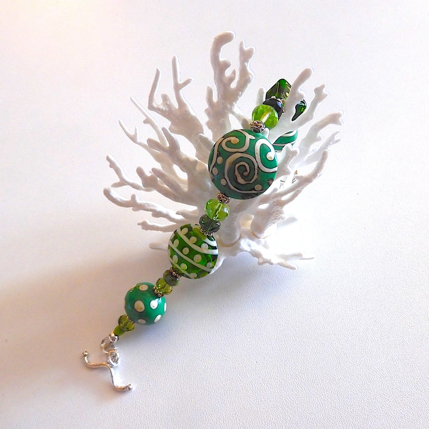 LAMPWORK GLASS BEAD BRACELET 'TRIBAL JADE'
