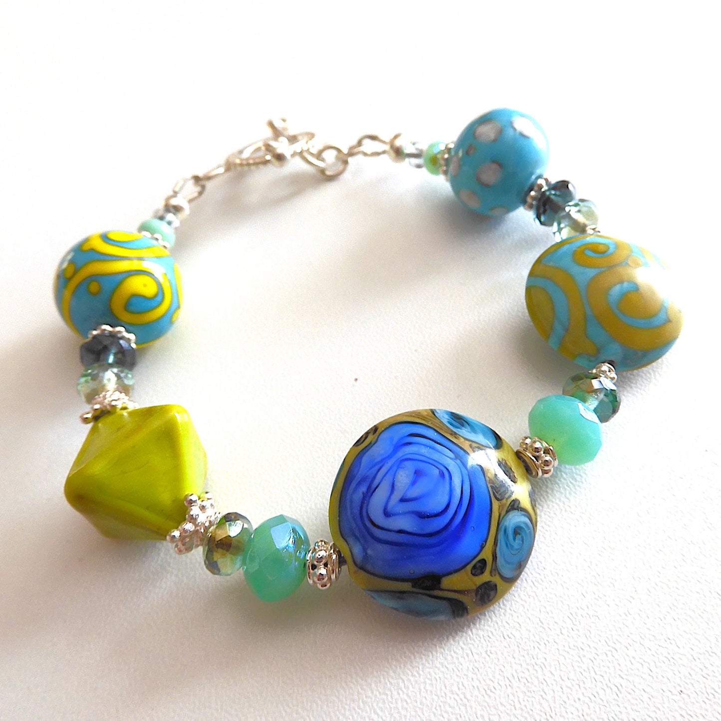 LAMPWORK GLASS BEAD BRACELET 'SEYCHELLES'