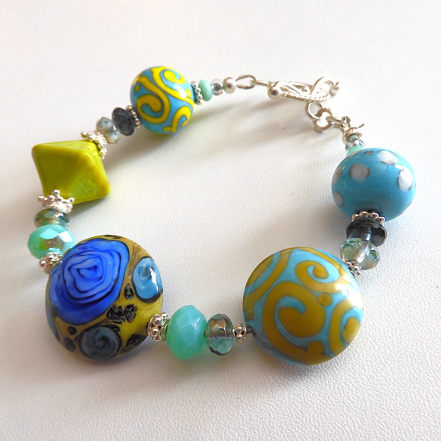 LAMPWORK GLASS BEAD BRACELET 'SEYCHELLES'