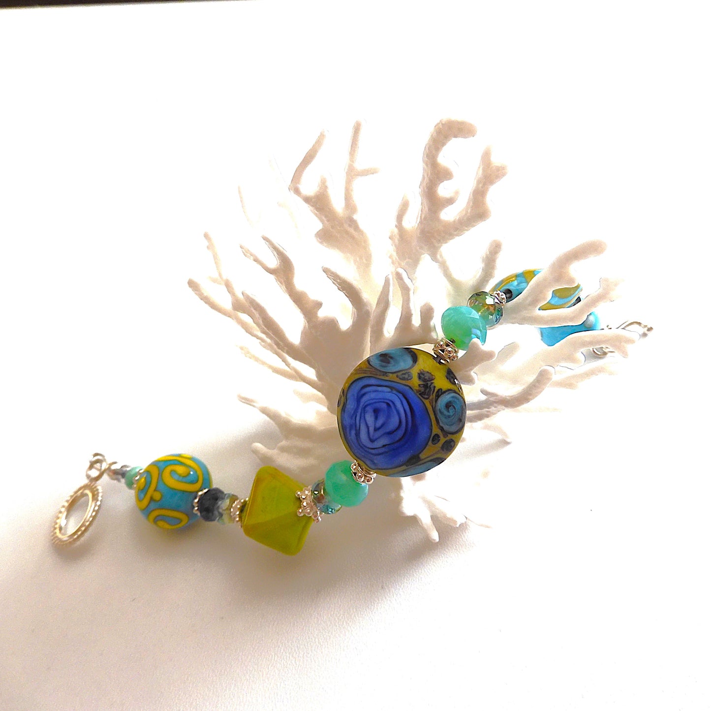 LAMPWORK GLASS BEAD BRACELET 'SEYCHELLES'