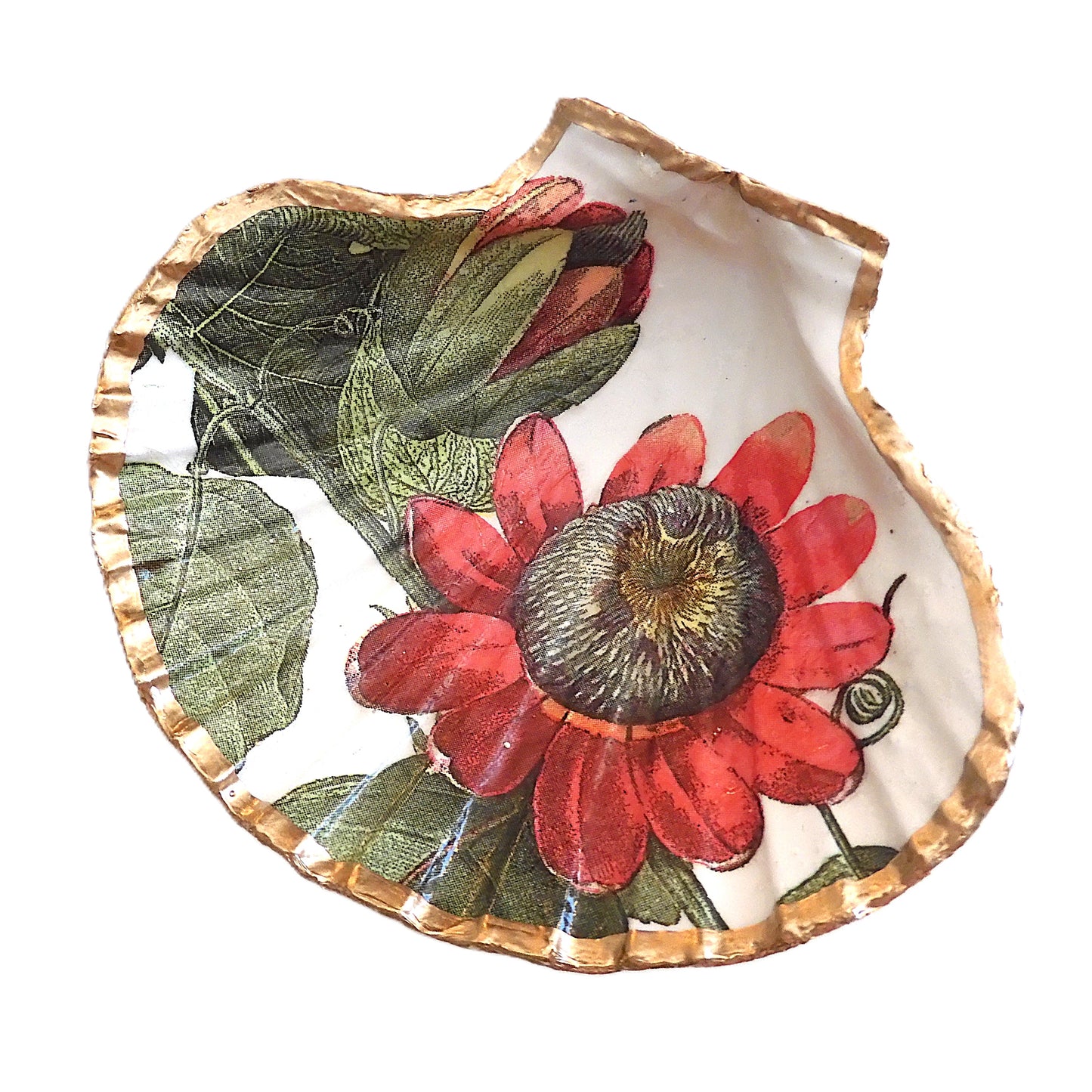 SCALLOP TRINKET DISH 'PASSION FLOWER'