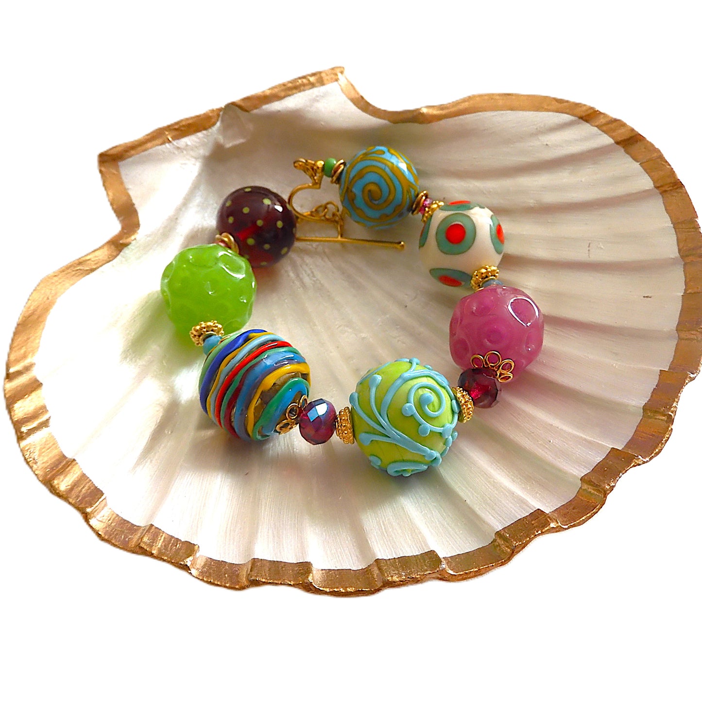 LAMPWORK GLASS BEAD BRACELET 'TAHITI'