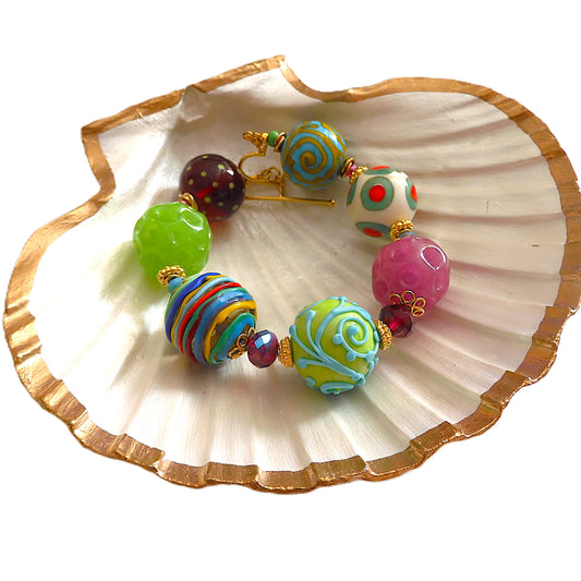 LAMPWORK GLASS BEAD BRACELET 'TAHITI'