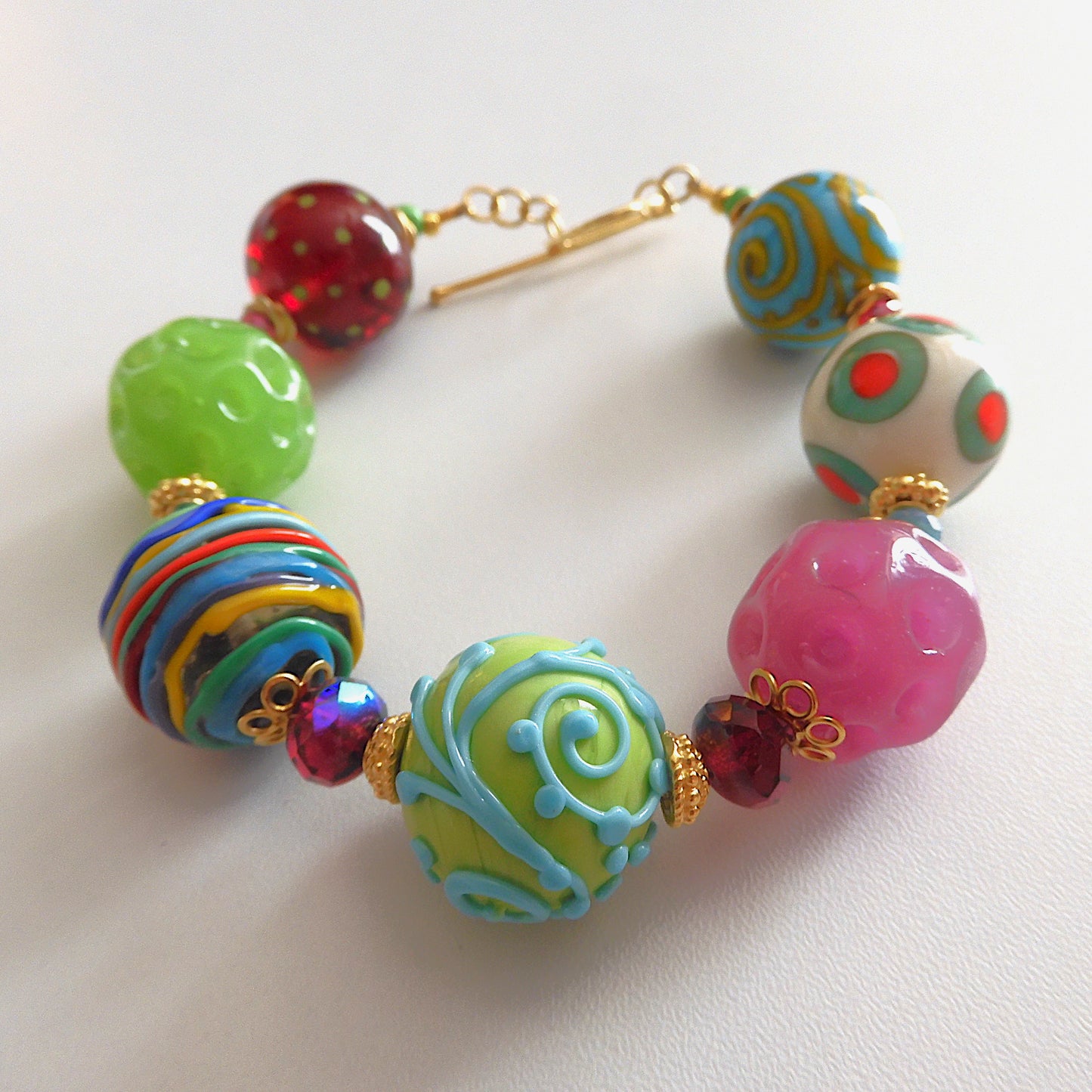 LAMPWORK GLASS BEAD BRACELET 'TAHITI'