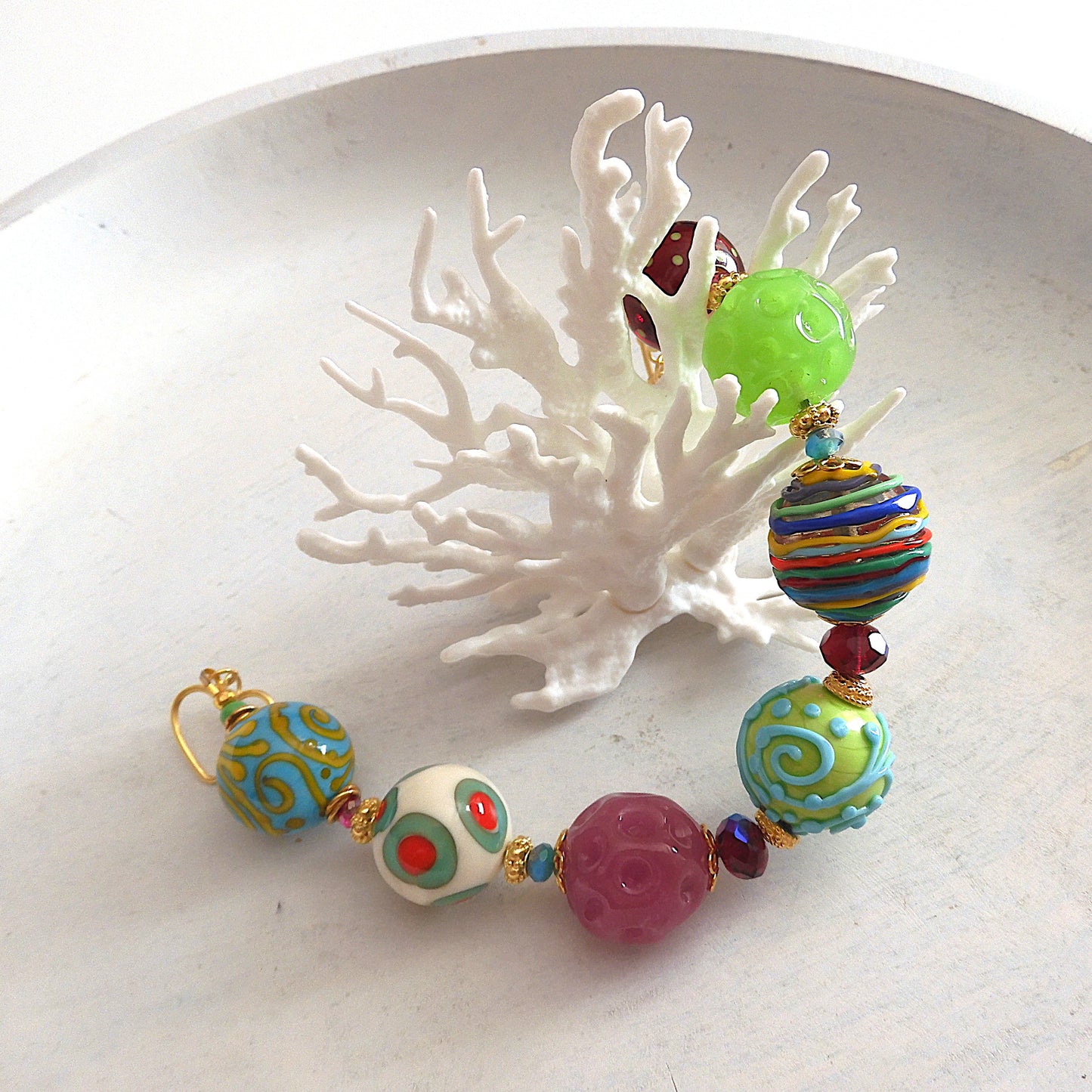 LAMPWORK GLASS BEAD BRACELET 'TAHITI'