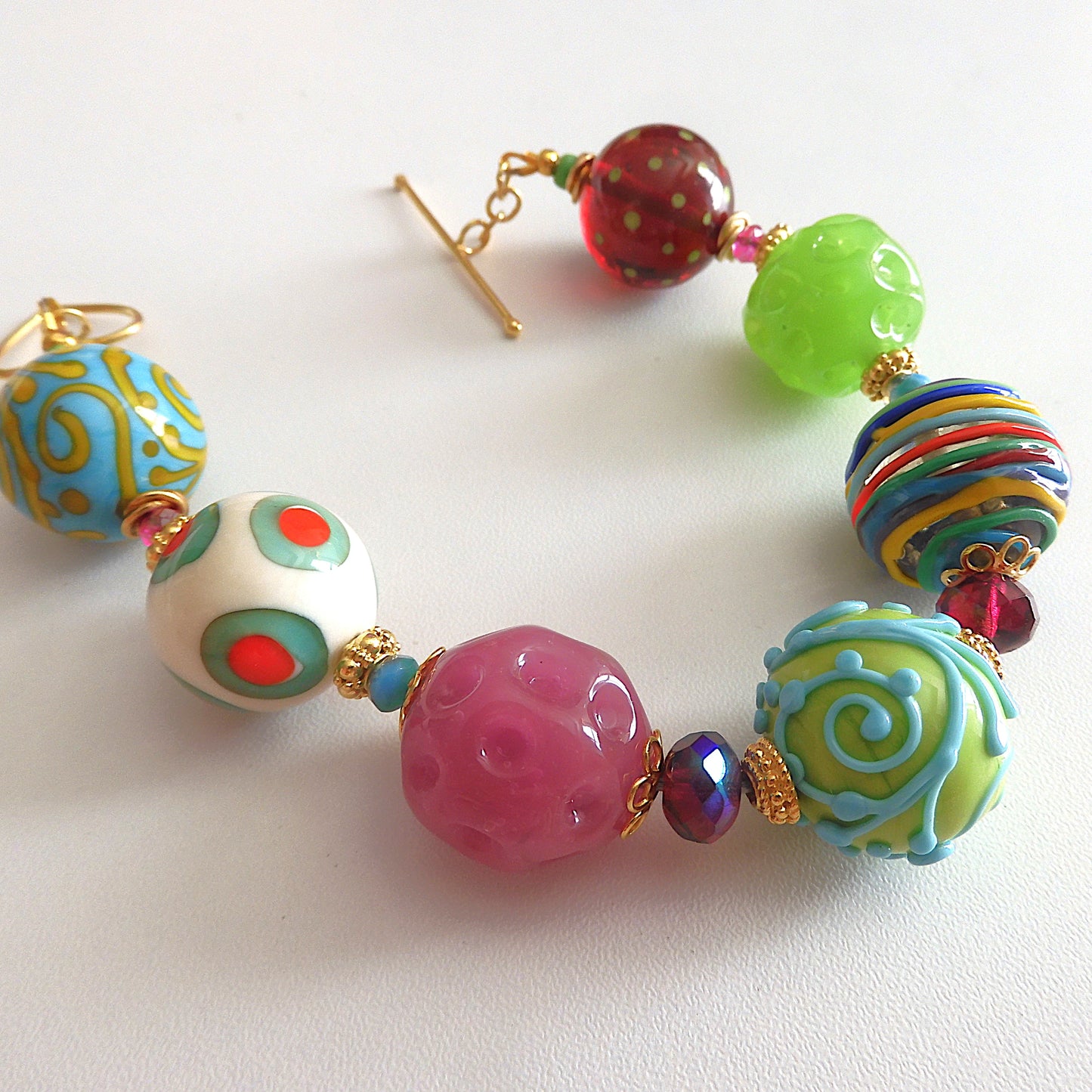 LAMPWORK GLASS BEAD BRACELET 'TAHITI'
