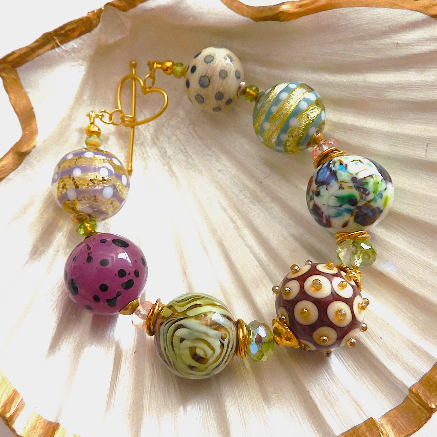 LAMPWORK GLASS BEAD BRACELET 'AUTUMN'