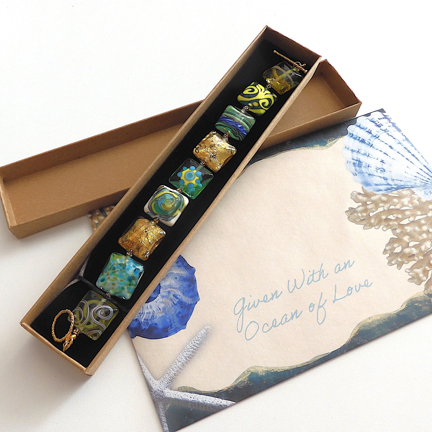 LAMPWORK GLASS BEAD BRACELET 'OCEAN FLOOR'