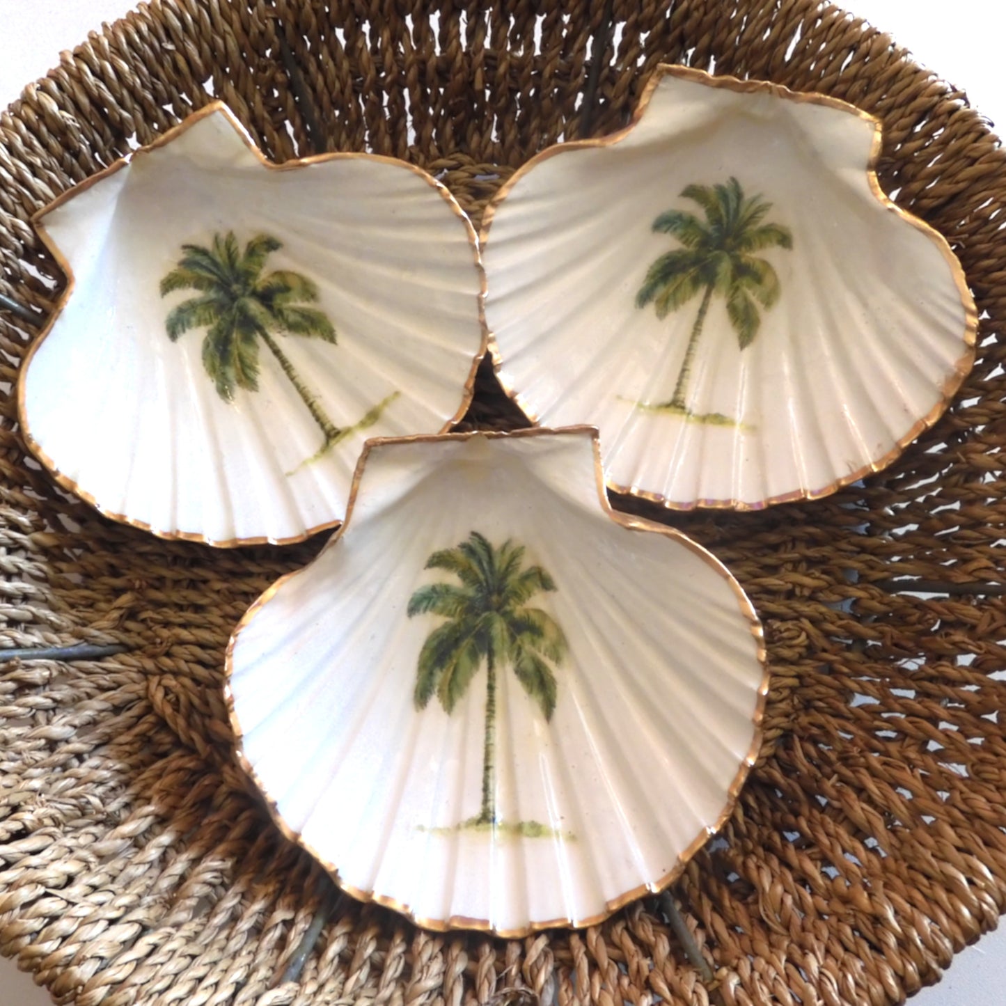 SCALLOP TRINKET JEWELLERY DISH 'PALM TREE'