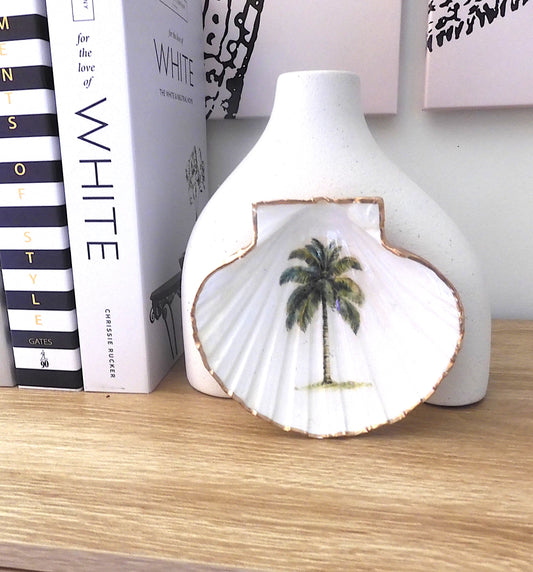 SCALLOP TRINKET JEWELLERY DISH 'PALM TREE'