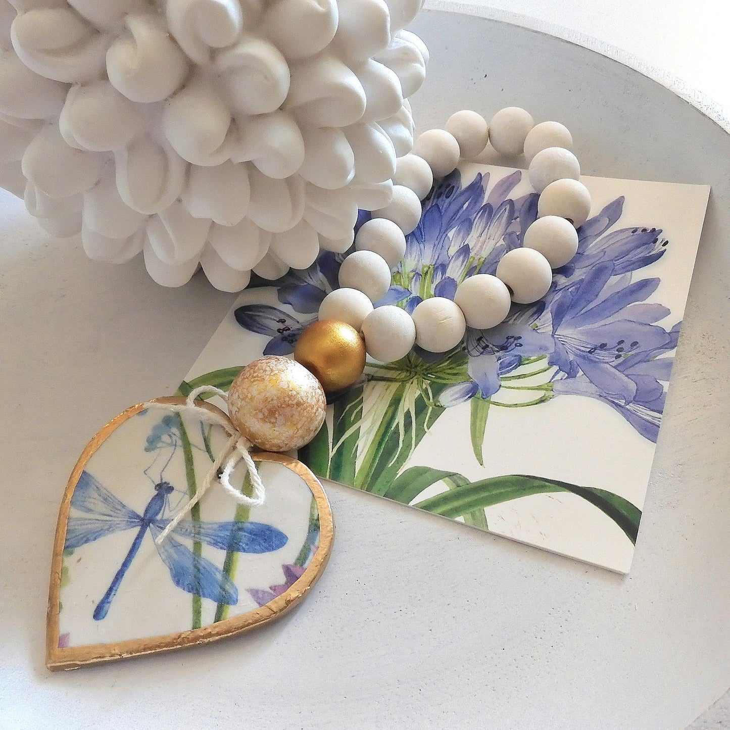 HEART BLESSING BEADS HANGER - DRAGONFLY