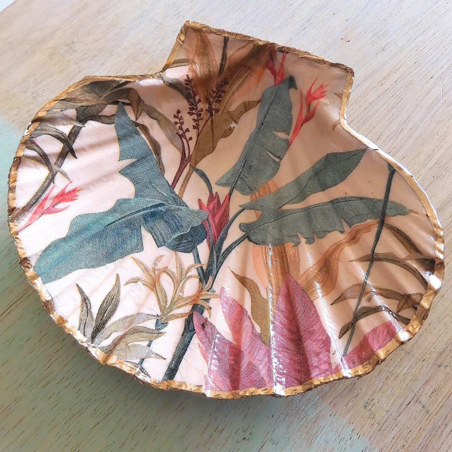 SCALLOP TRINKET DISH JEWELLERY HOLDER 'JUNGLE SUNSET'