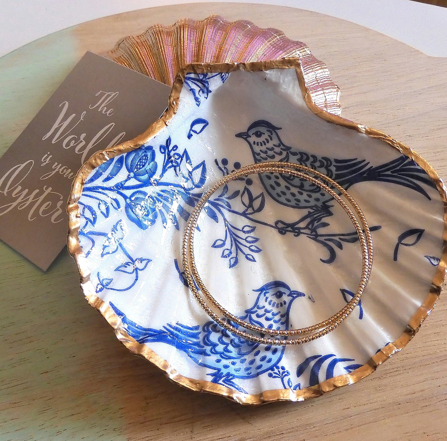 SCALLOP TRINKET DISH JEWELLERY HOLDER - 'BLUE BIRD'