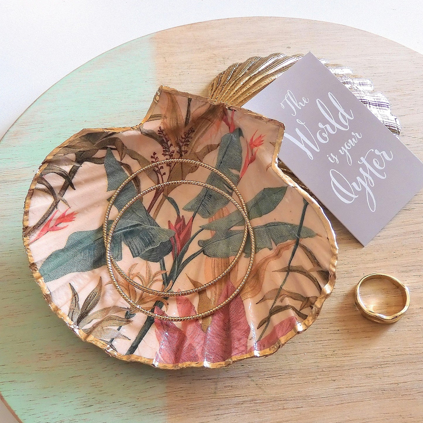 SCALLOP TRINKET DISH JEWELLERY HOLDER 'JUNGLE SUNSET'