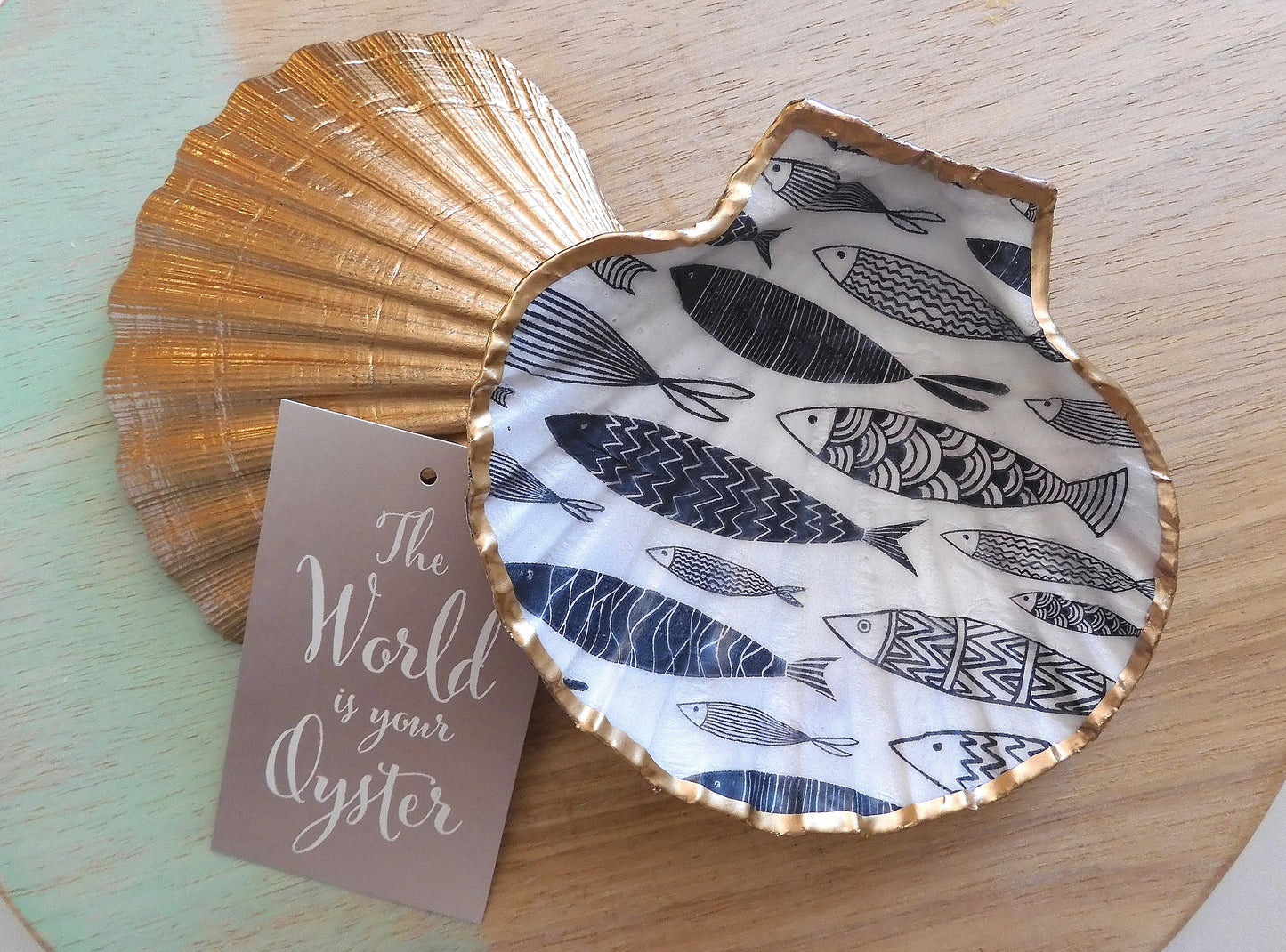 SCALLOP TRINKET DISH JEWELLERY HOLDER - FOR HIM 'GONE FISHING'