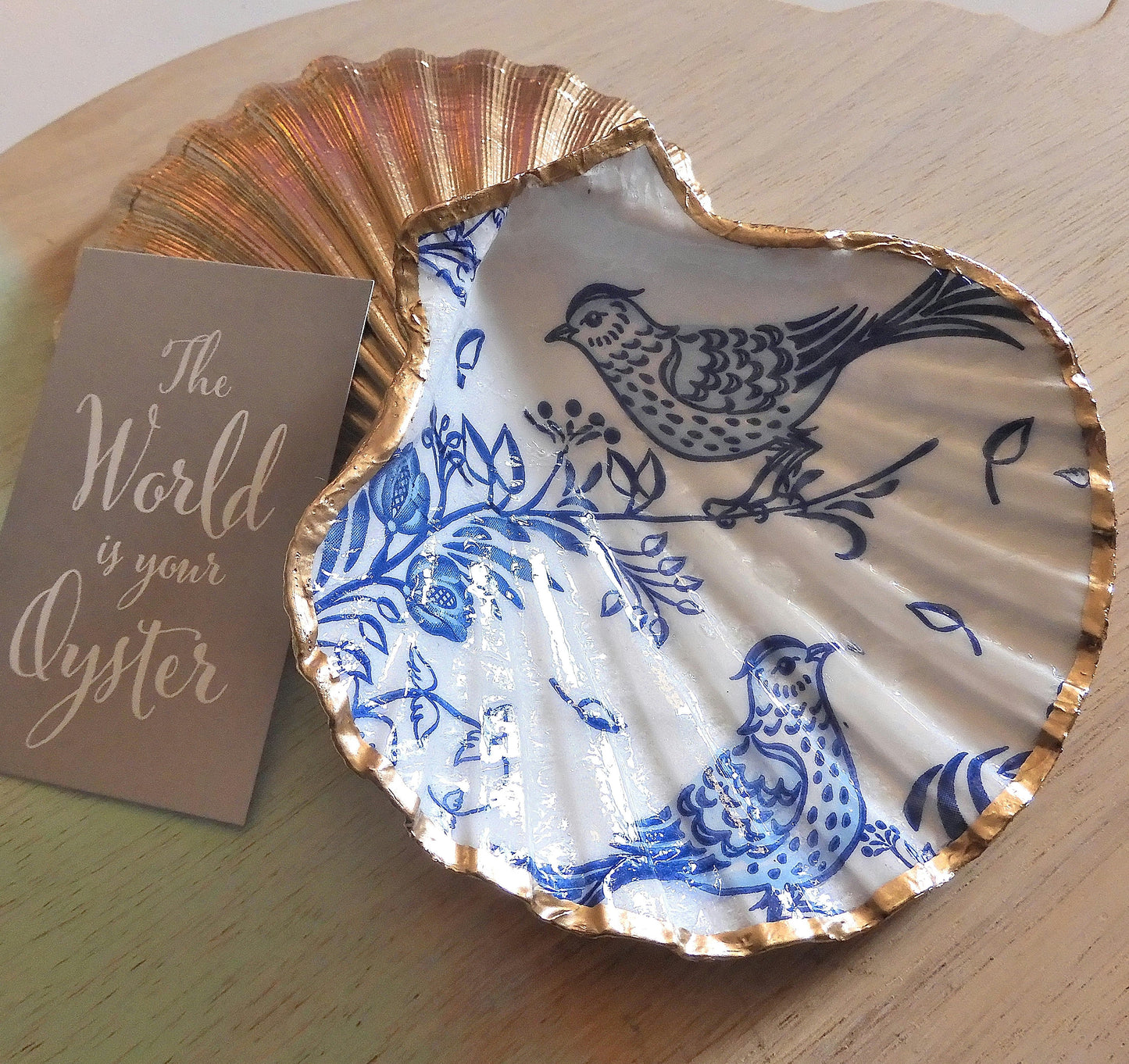 SCALLOP TRINKET DISH JEWELLERY HOLDER - 'BLUE BIRD'