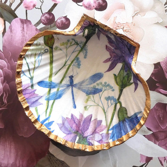 SCALLOP TRINKET JEWELLERY DISH 'DRAGONFLY'