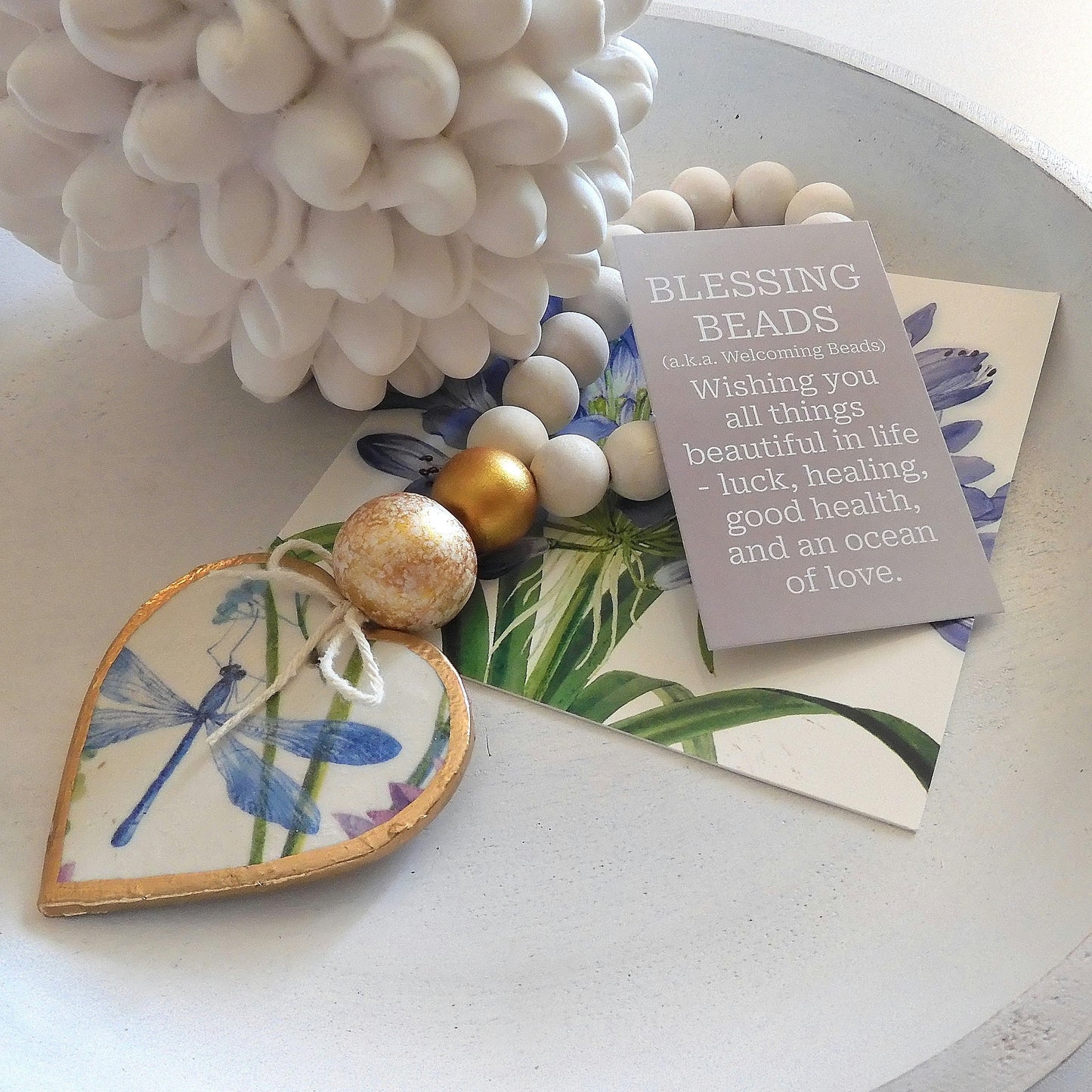 HEART BLESSING BEADS HANGER - DRAGONFLY