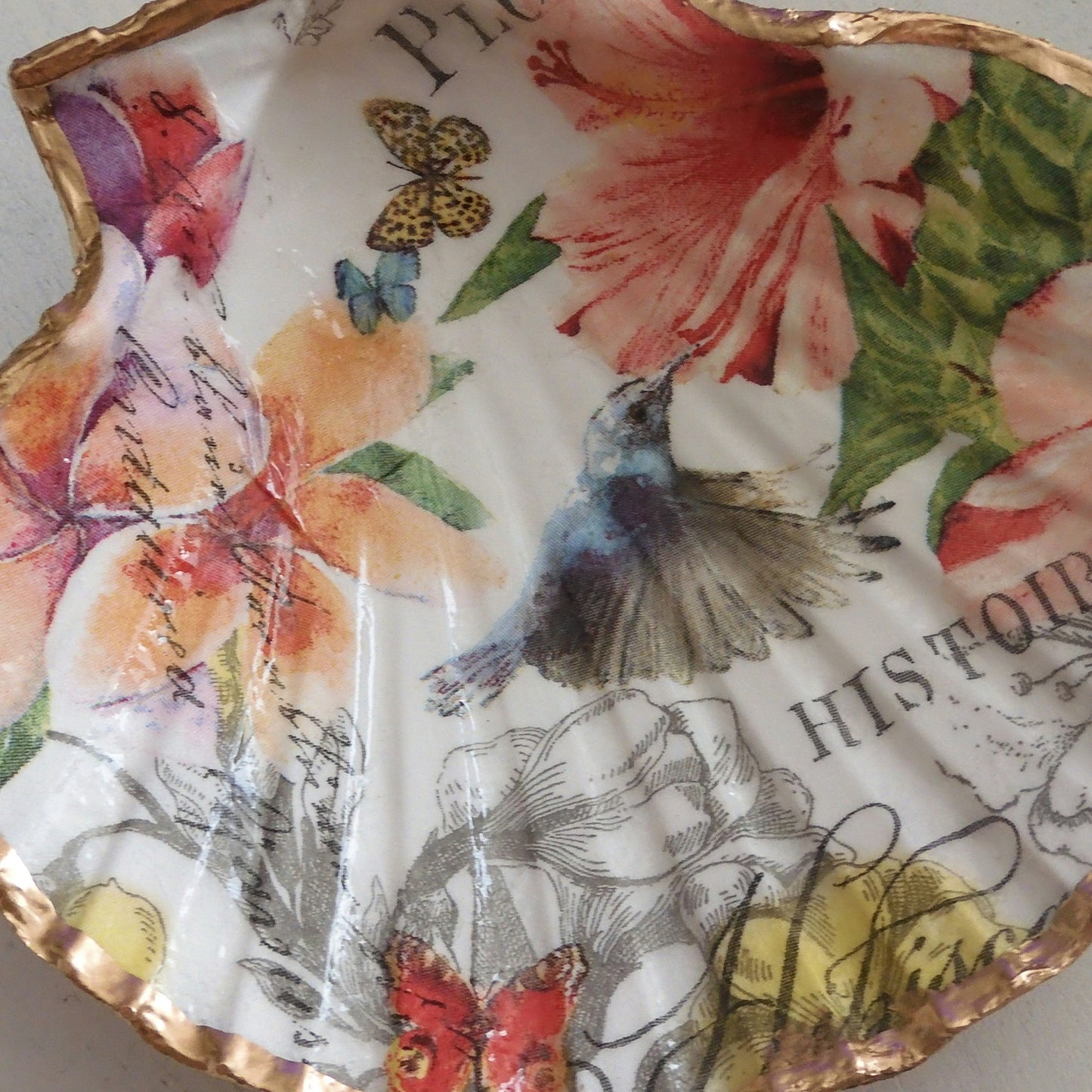 SCALLOP TRINKET DISH 'FRENCH FLORALS'