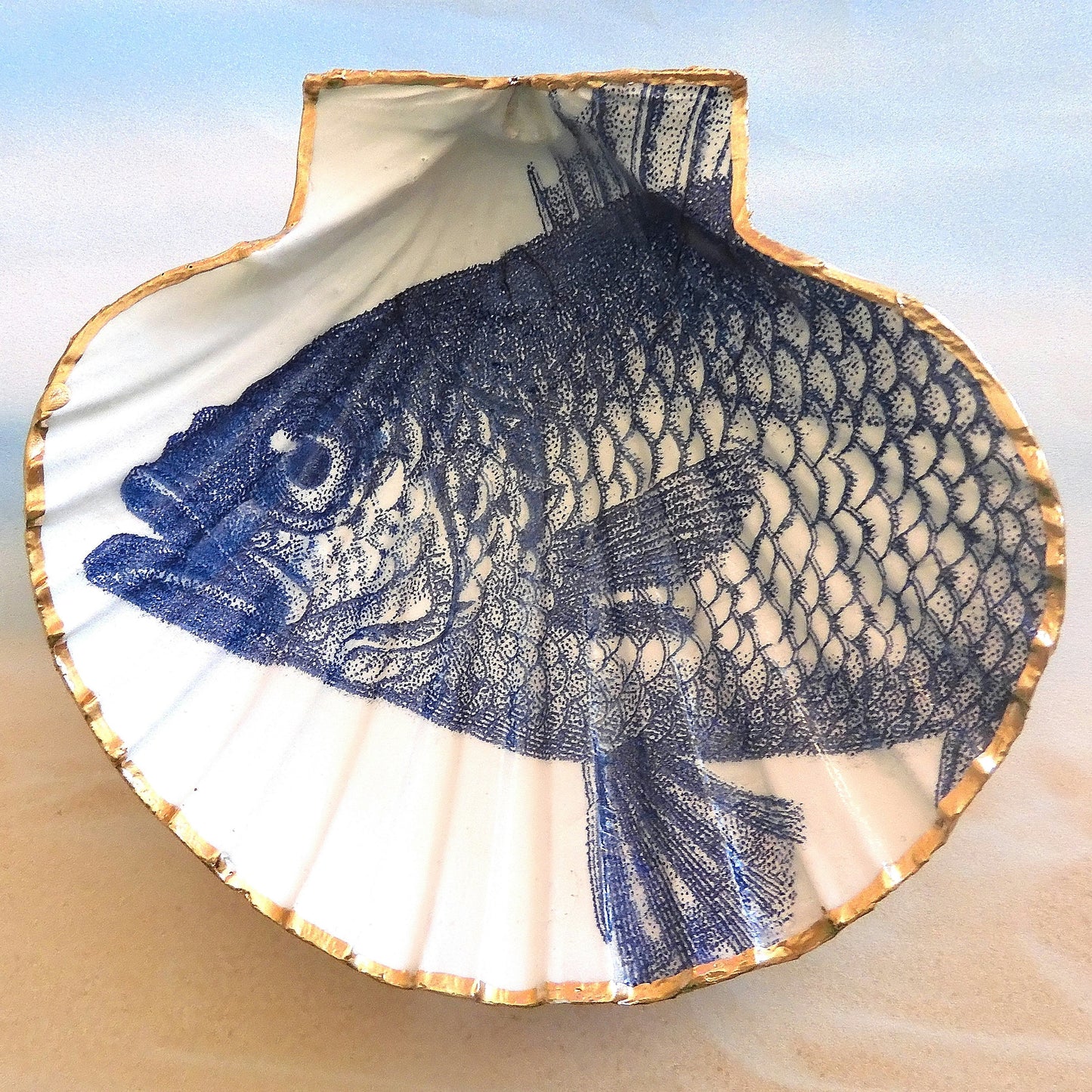 SCALLOP TRINKET DISH FOR HIM 'BIG FISH'